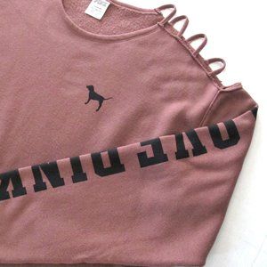 VS PINK Strappy Cold Shoulder Sweatshirt Size L